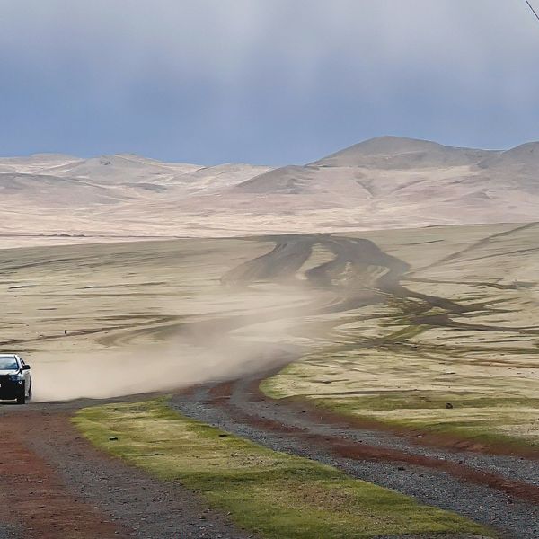 4x4 sur une route de Mongolie