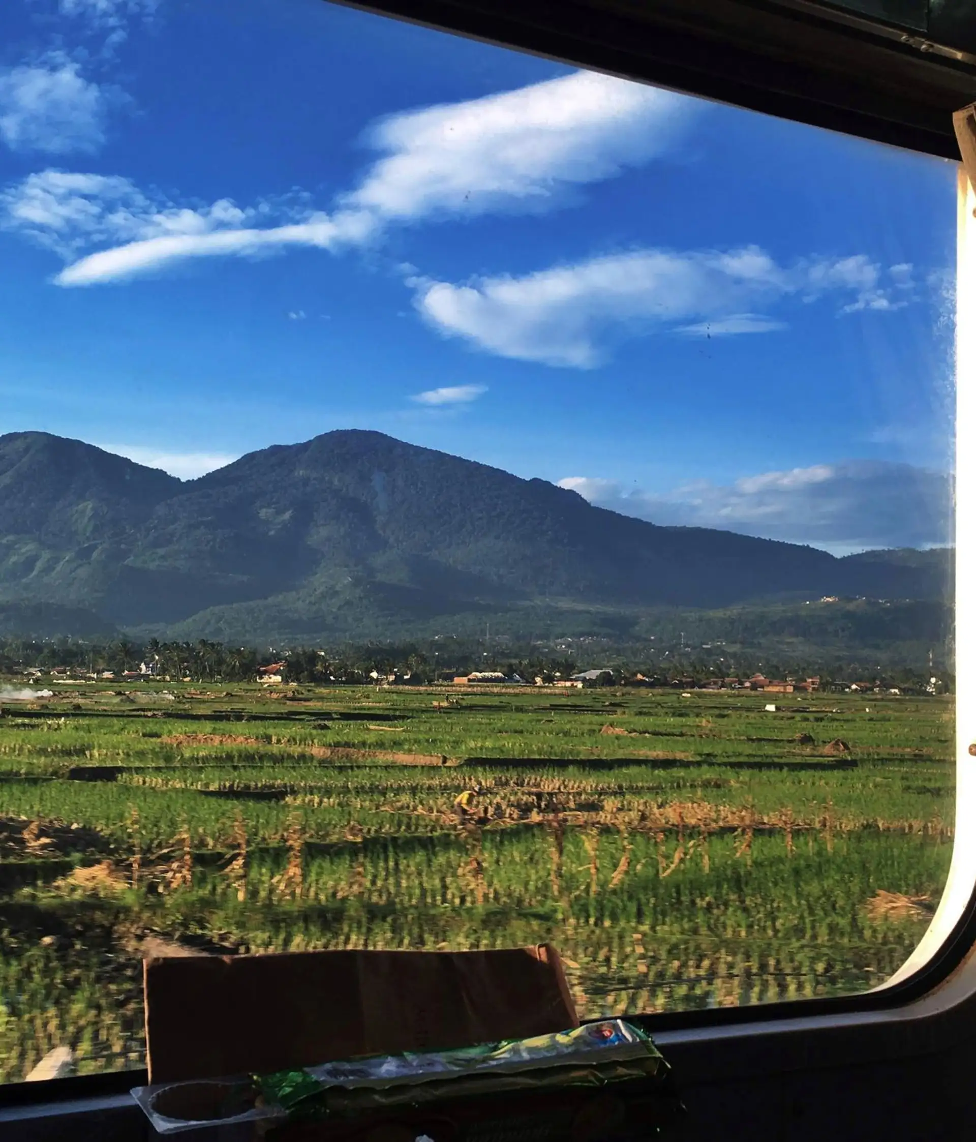 Vue depuis la fenêtre lors du train lors d'un voyage à Java