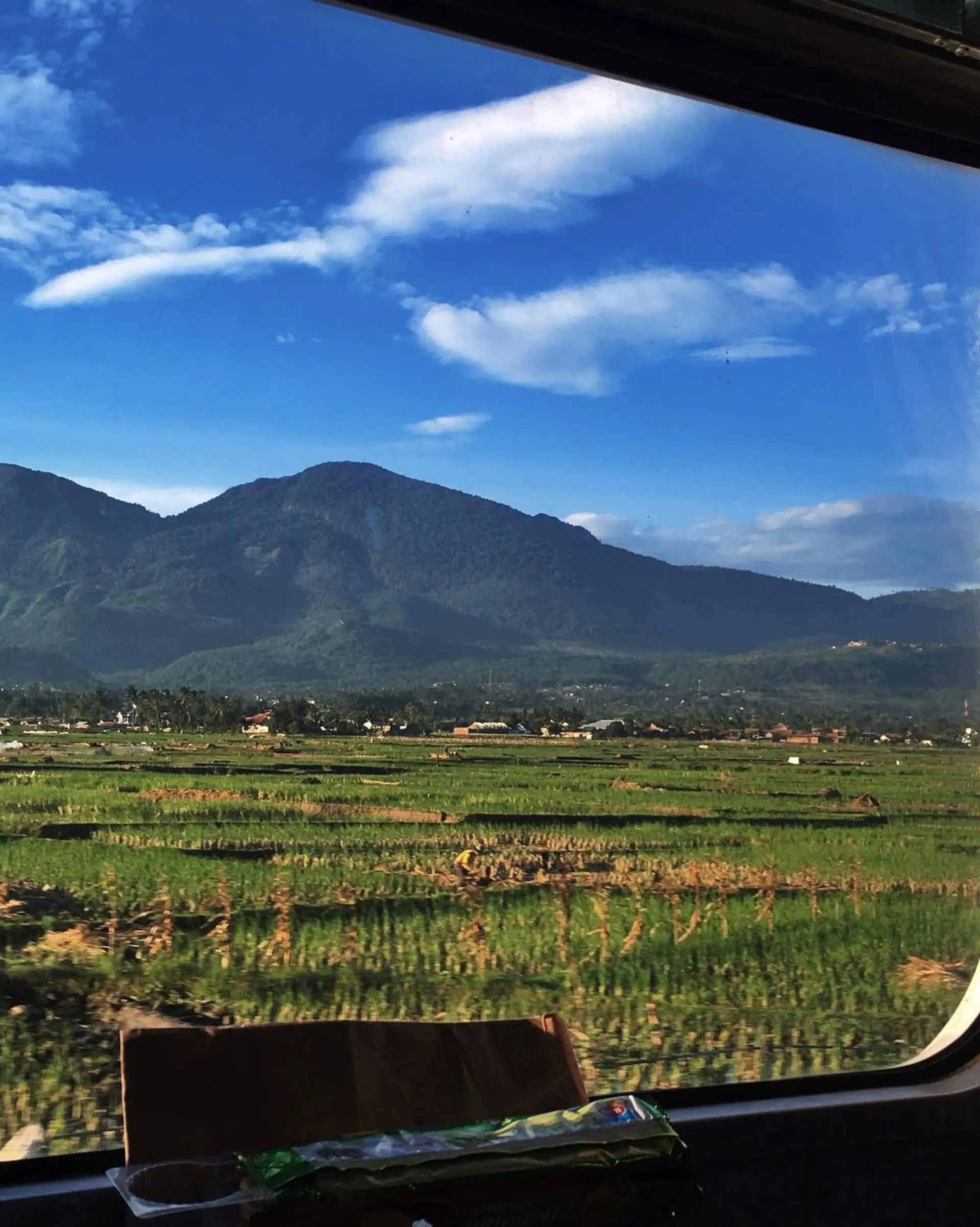 Vue depuis la fenêtre lors du train lors d'un voyage à Java
