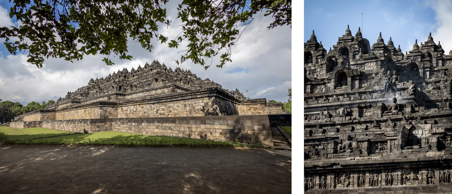 Voyage en Indonésie - vue générale du temple de Borobudur, plus grand monument bouddhiste du monde