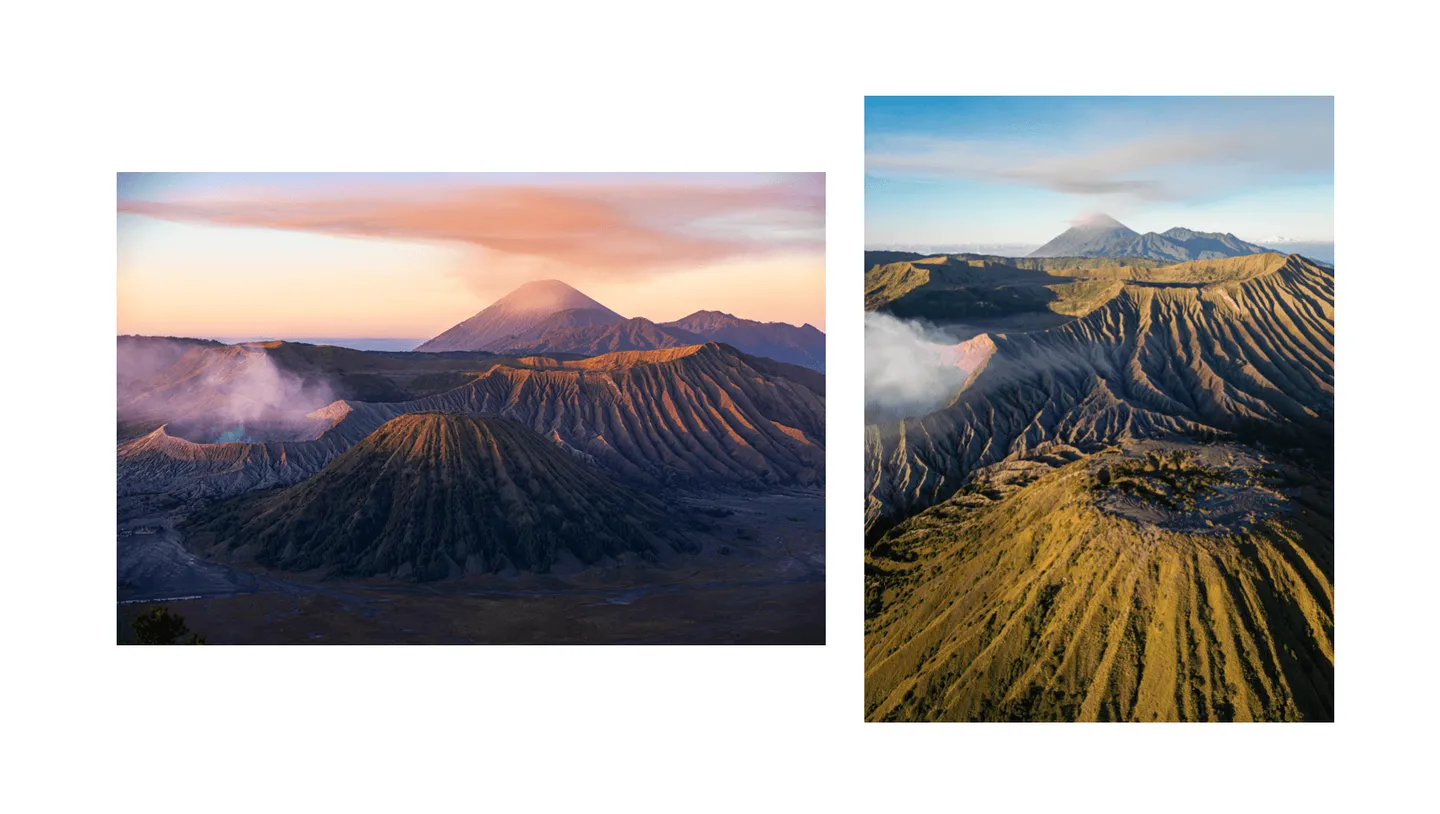 Voyage en Indonésie - Mont Bromo émergeant des brumes avec flancs fumants comme un géant s'éveillant
