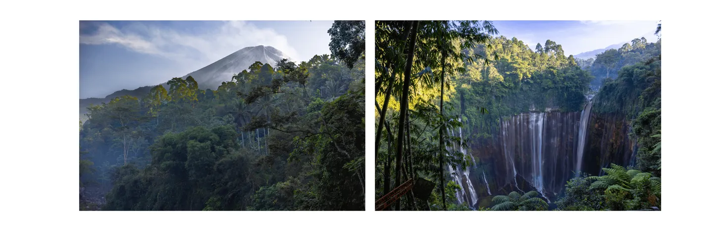 Voyage en Indonésie - Mont Semeru (3 676 m) en arrière-plan de Tumpak Sewu et vue depuis le viewpoint
