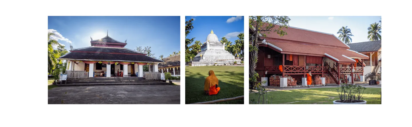 Voyage au Laos - Wat Visoun, plus ancien temple de Luang Prabang, et son stupa That Makmo Voyage au Laos - Wat Visoun, plus ancien temple de Luang Prabang, et son stupa That Makmo