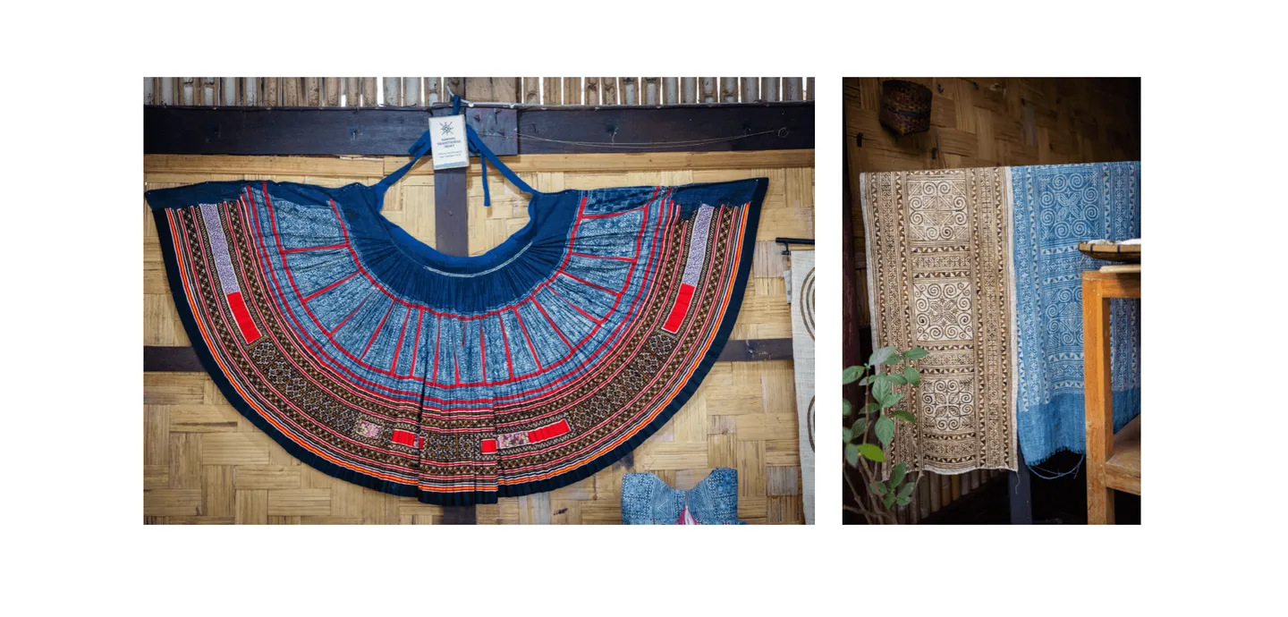 Voyage au Laos - figures géométriques du batik Hmong avec signification culturelle : patience, protection