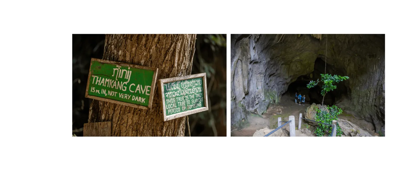 Voyage au Laos - entrée de la grotte Tham Kang, abri historique pendant la guerre du Vietnam