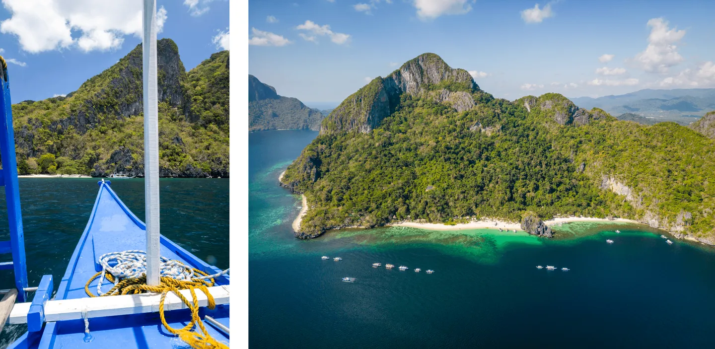 Voyage aux Philippines - 7 Commando Beach, plage de sable blanc bordée de palmiers à El Nido