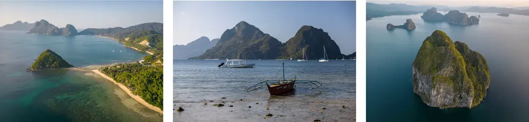 Voyage aux Philippines - la plage de Las Cabañas vue des airs et du sol