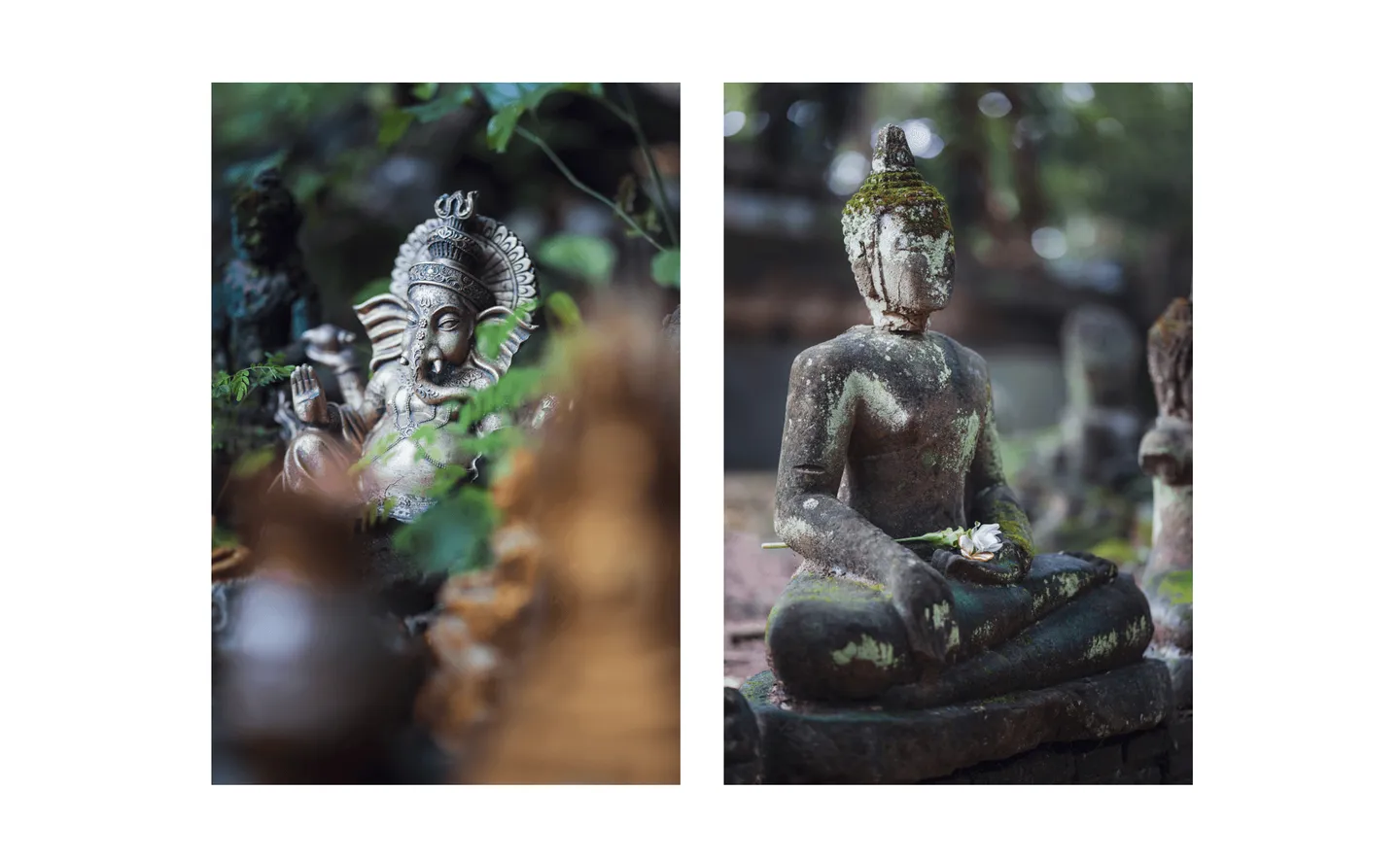 Voyage en Thaïlande - statues moderne et ancienne au Wat Umong
