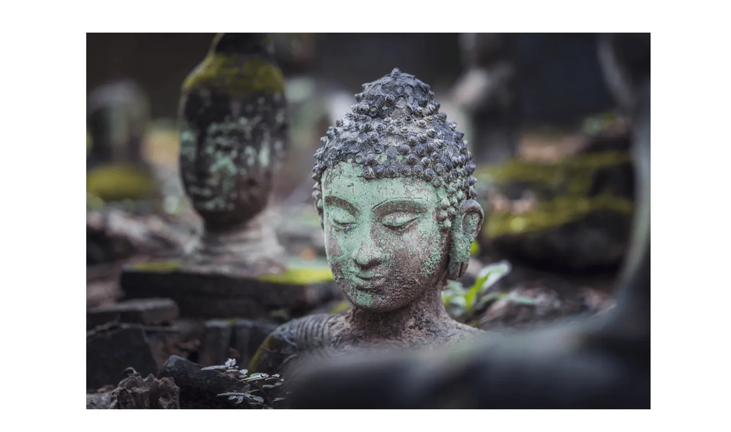 Voyage en Thaïlande - Têtes de statues brisées dans le jardin des Bouddhas oubliés du Wat Umong