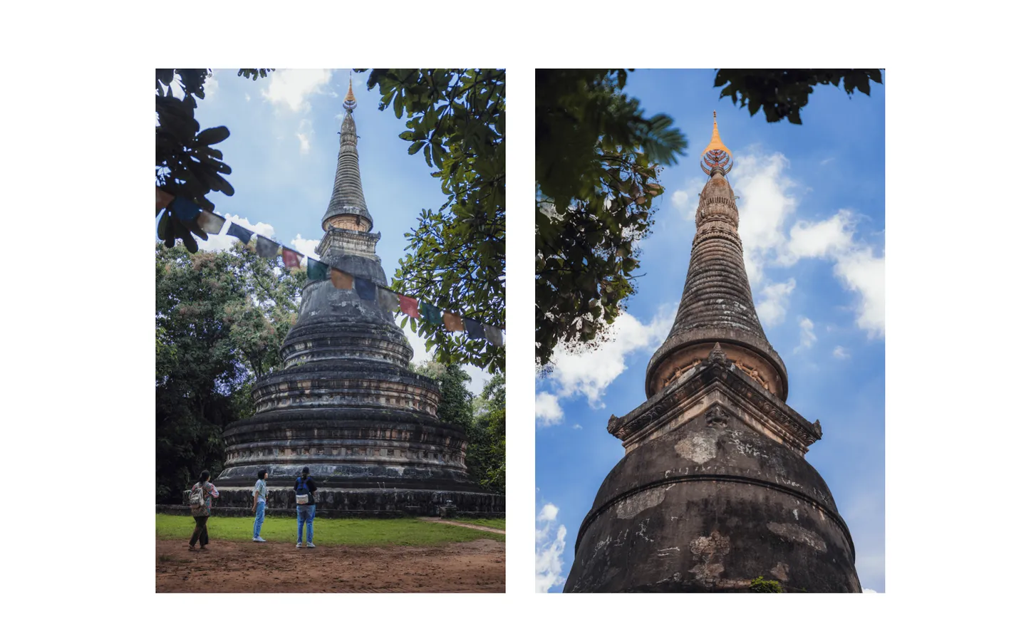 Voyage en Thaïlande - stupa de style Lanna du Wat Umong émergeant de la canopée à Chiang Mai