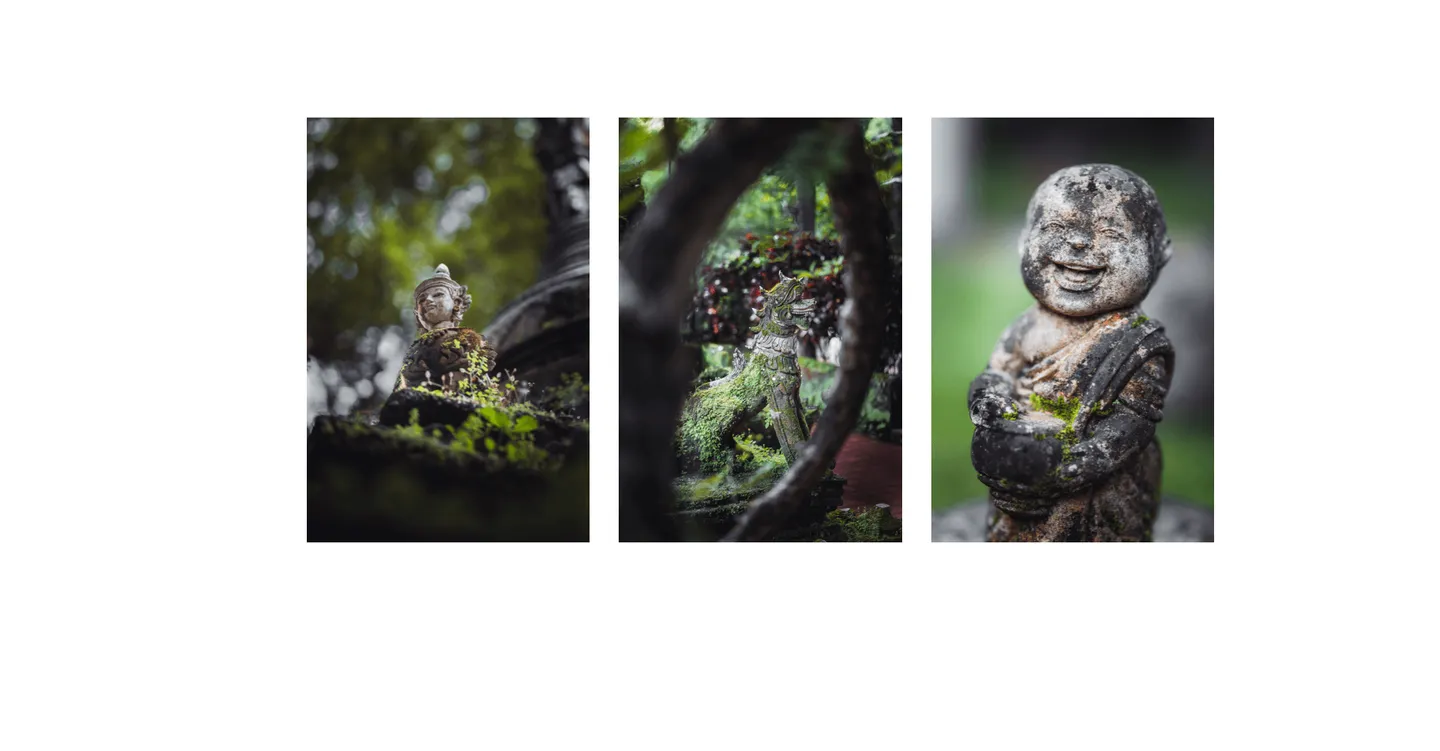 Voyage en Thaïlande - Statues anciennes faites de pierre, au temple Wat Pha Lat de Chiang Mai Voyage en Thaïlande - Statues anciennes faites de pierre, au temple Wat Pha Lat de Chiang Mai