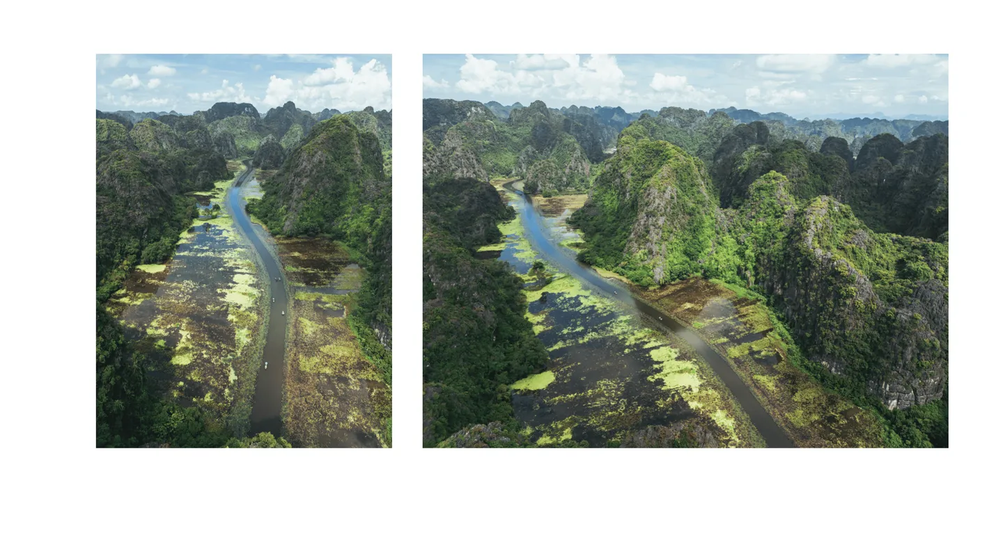 Voyage au Vietnam - paysages karstiques surréalistes avec immenses formations calcaires à Ninh Binh