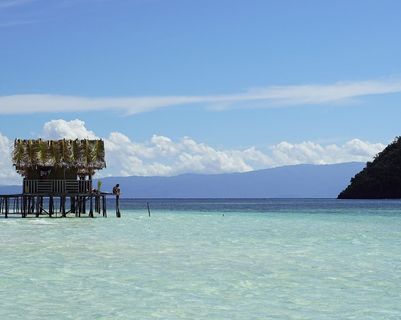 Plage et eaux turquoises de Raja Ampat en indonésiee