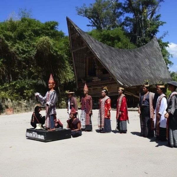 Traditionelles Dorf der Minangkabau Menschen