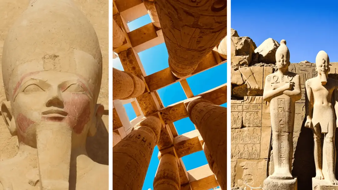 Les trésors de la rive est à Louxor : les statues royales et les majestueuses colonnes des temples de Karnak et de Louxor