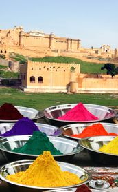 Voyage en Inde du Nord-Est, Poudre colorée pour la célébration de Holi
