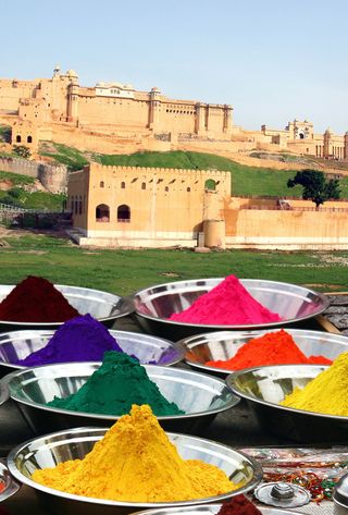 Voyage en Inde du Nord-Est, Poudre colorée pour la célébration de Holi