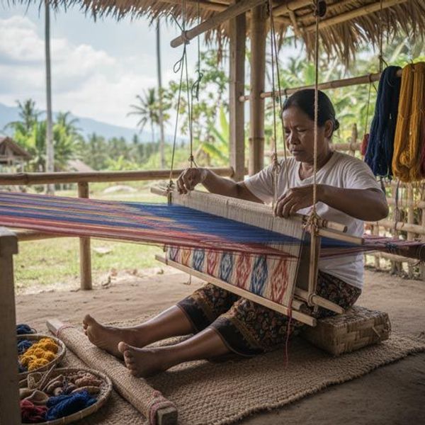 beobachten Sie die kunstvolle Herstellung der traditionellen Ikat Stoffe