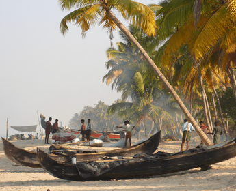 Travel in Asia - Boats on Marari Beach in South India