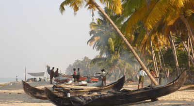 Travel in Asia - Boats on Marari Beach in South India