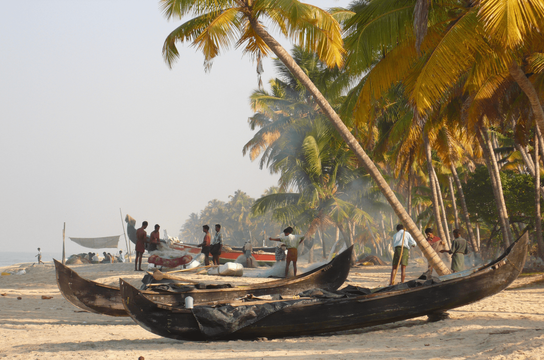 Travel in Asia - Boats on Marari Beach in South India