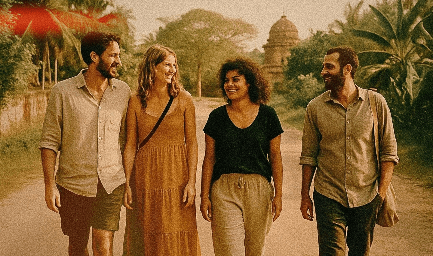 Voyage en Asie - Groupe d'amis se baladant en Asie