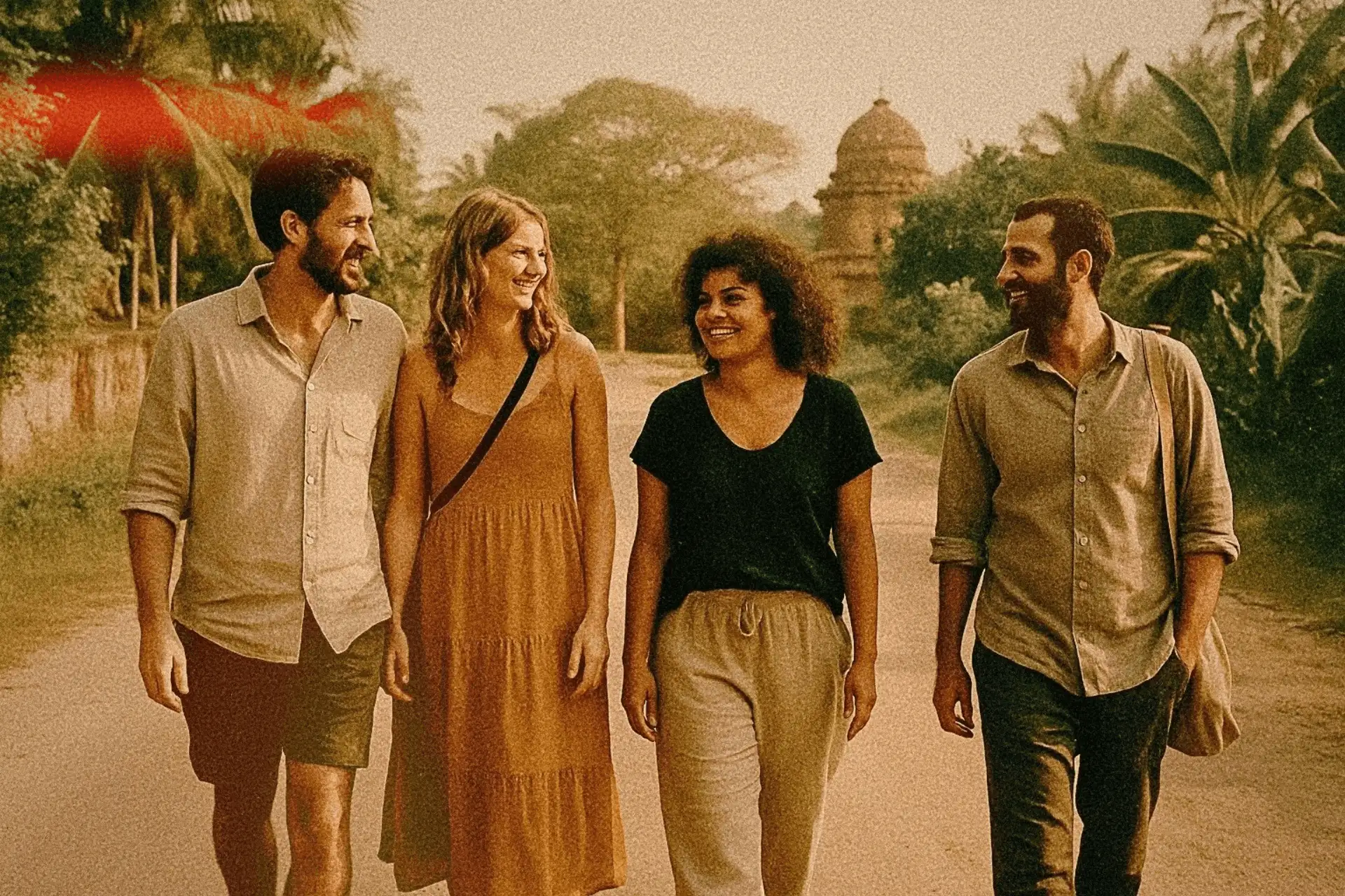 Voyage en Asie - Groupe d'amis se baladant en Asie