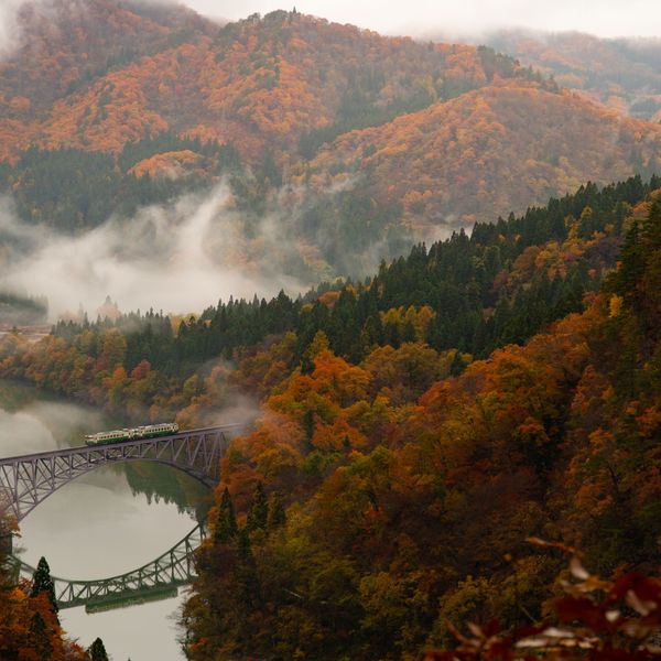 Voyage en Asie — train japonais Shinkansen ou train local traversant paysages du Japon pour une expérience ferroviaire unique