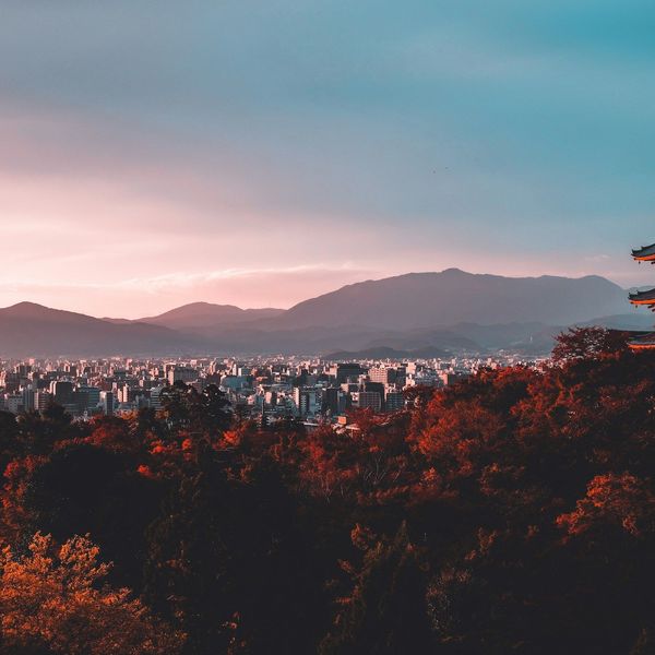 Voyage au Japon - Coucher de soleil sur un temple de Kyoto