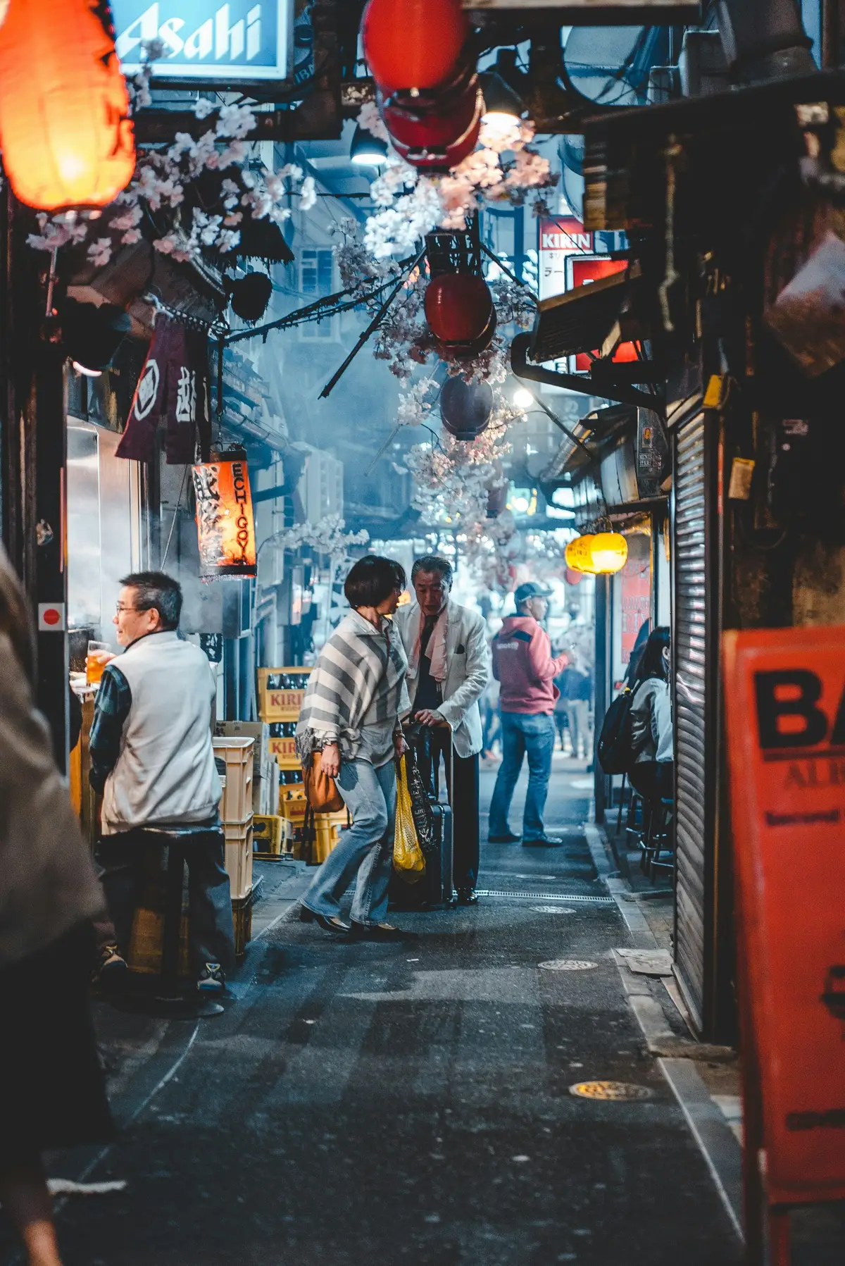 Voyage au Japon - Rue avec des lanternes à Tokyo