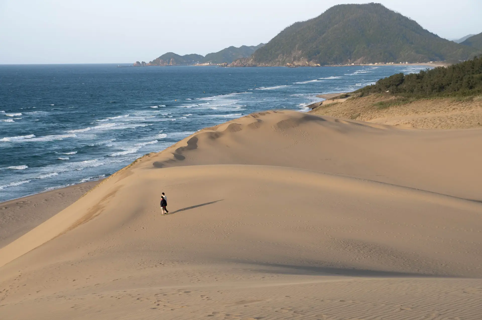 Voyage au Japon – Les impressionnantes dunes de sable de Tottori en bord de mer, un paysage géologique unique.