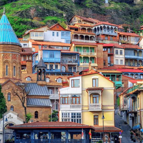 Travel in Asia - Colorful houses along a hillside in Tbilissi, Georgia