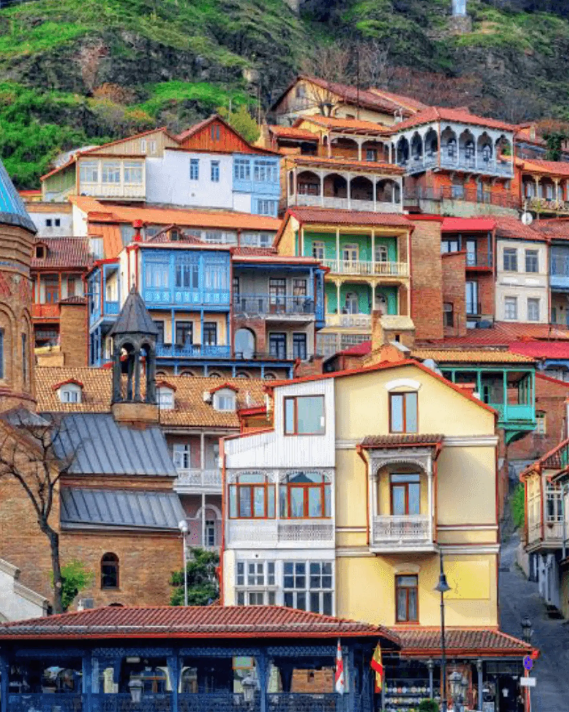 Travel in Asia - Colorful houses along a hillside in Tbilissi, Georgia