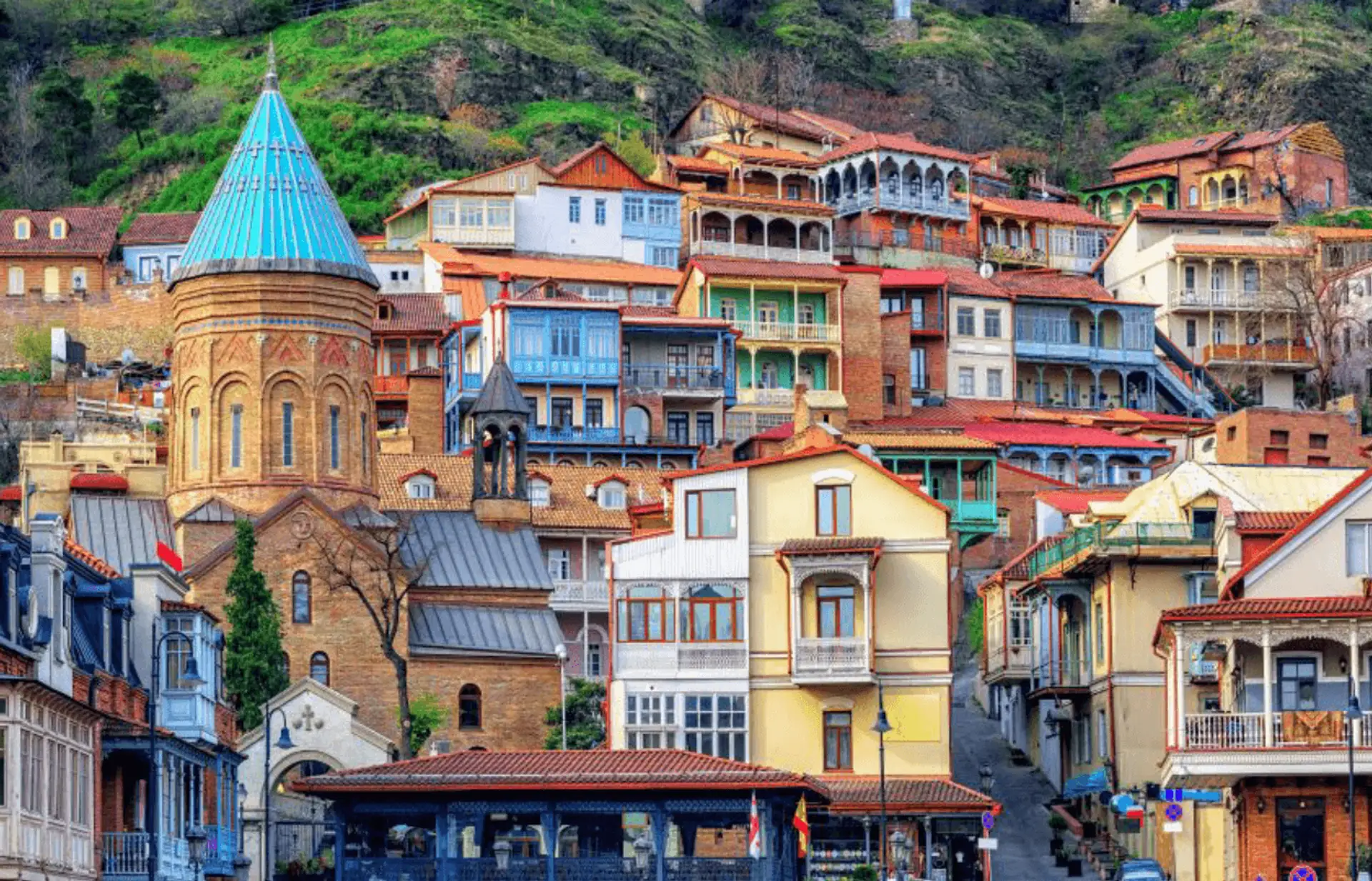 Travel in Asia - Colorful houses along a hillside in Tbilissi, Georgia