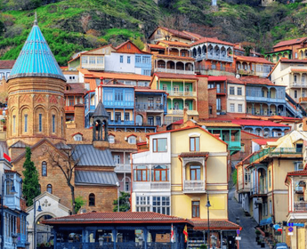 Travel in Asia - Colorful houses along a hillside in Tbilissi, Georgia
