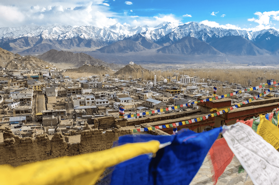 Voyage en Inde, Ladakh : Drapeaux de Leh