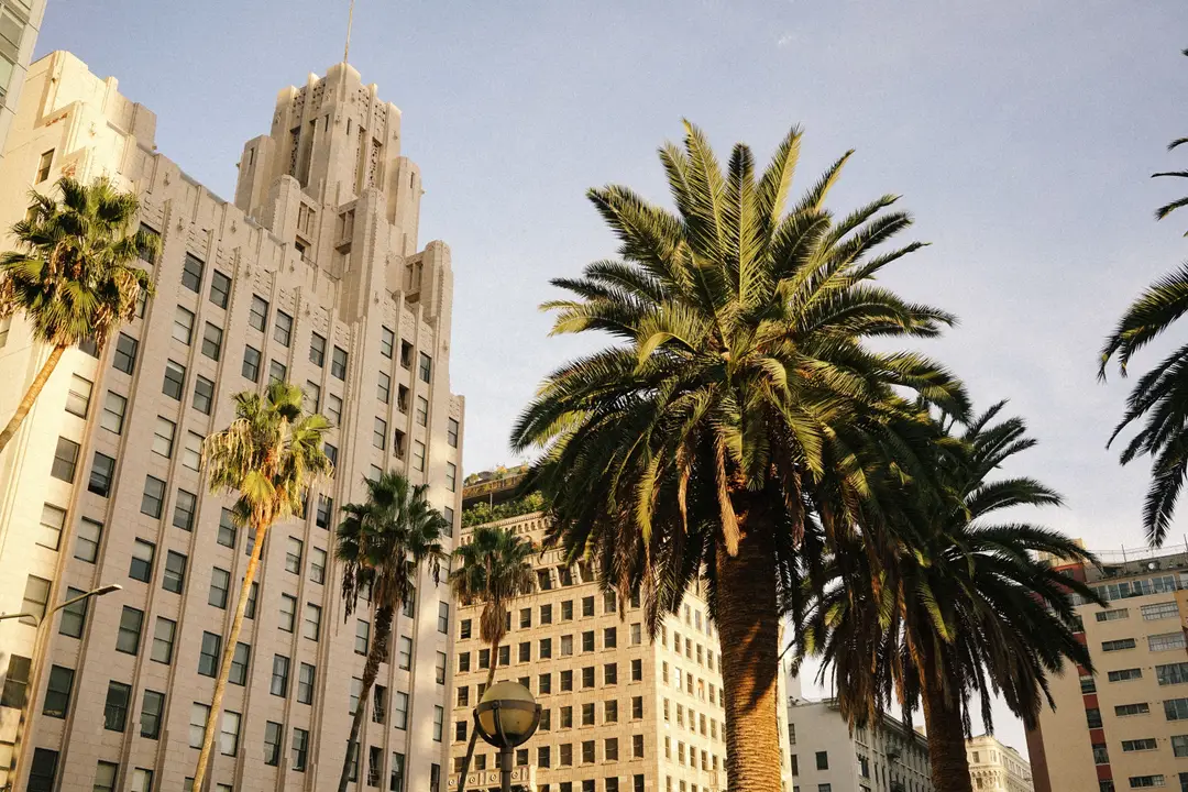 Los angeles Architecture Art Déco avec des palmiers