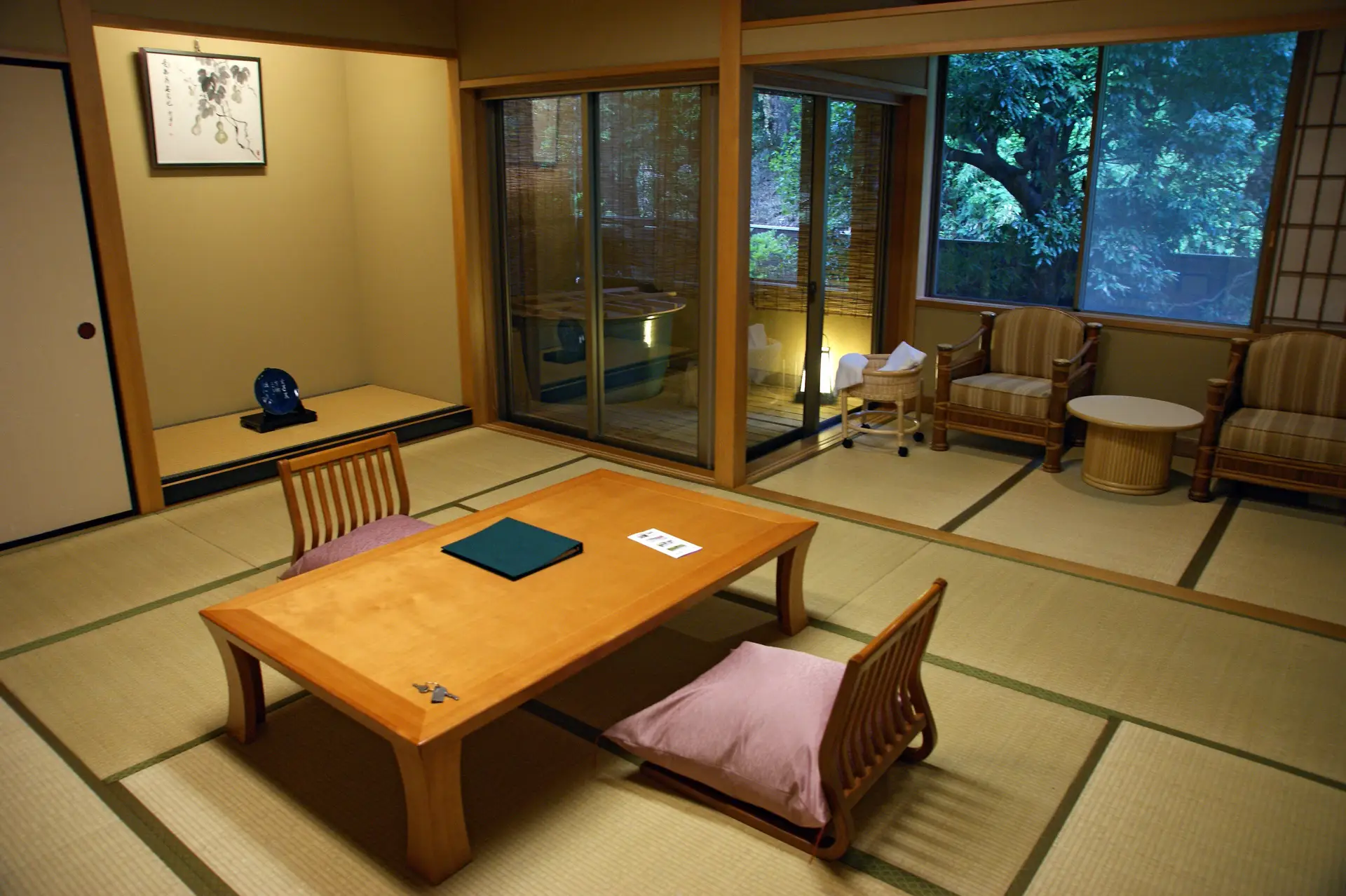 Chambre traditionnelle d'un ryokan au Japon