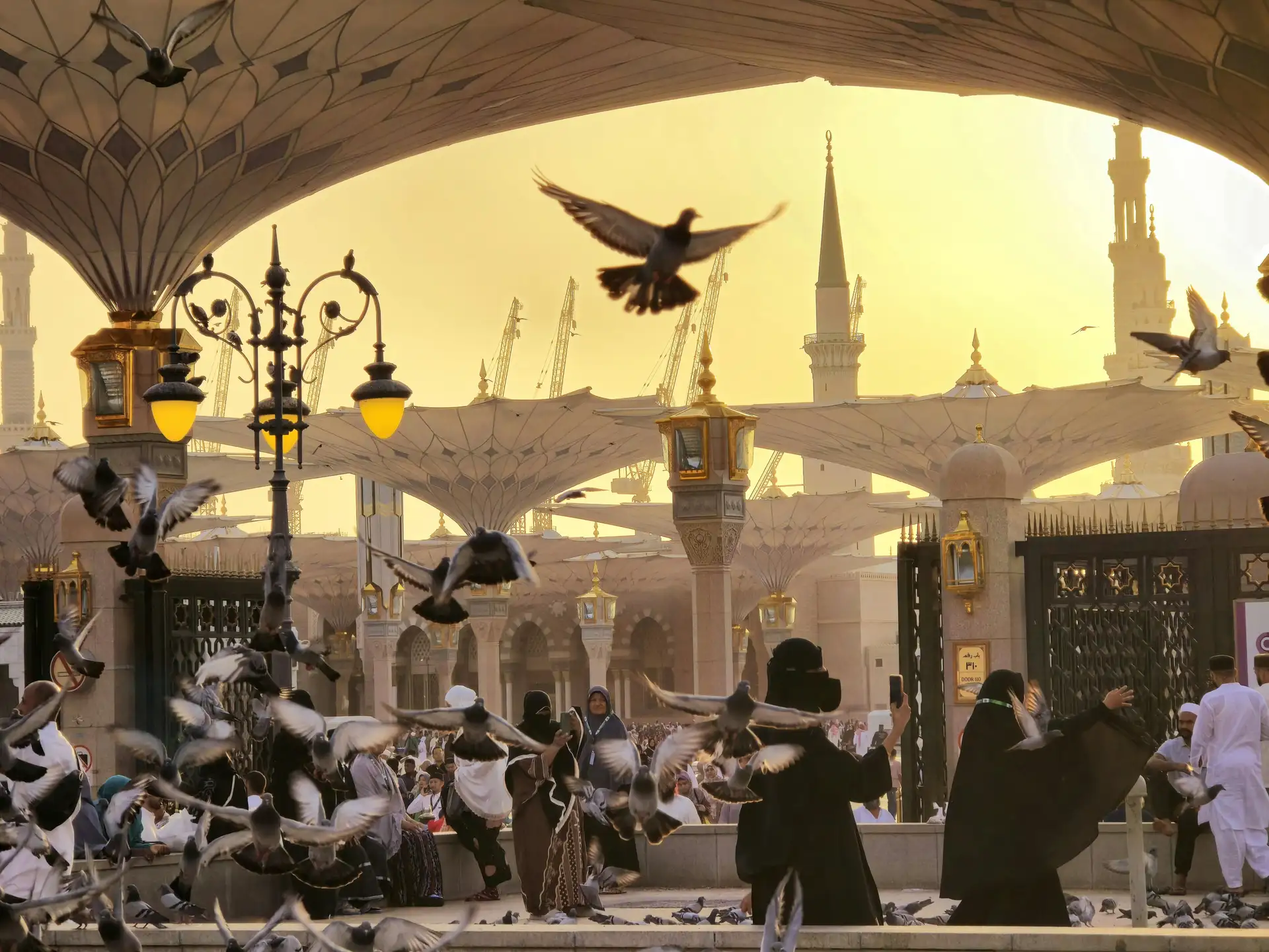 Voyage en Arabie Saoudite - Coucher de soleil sur la mosquée Nabawi à Médine