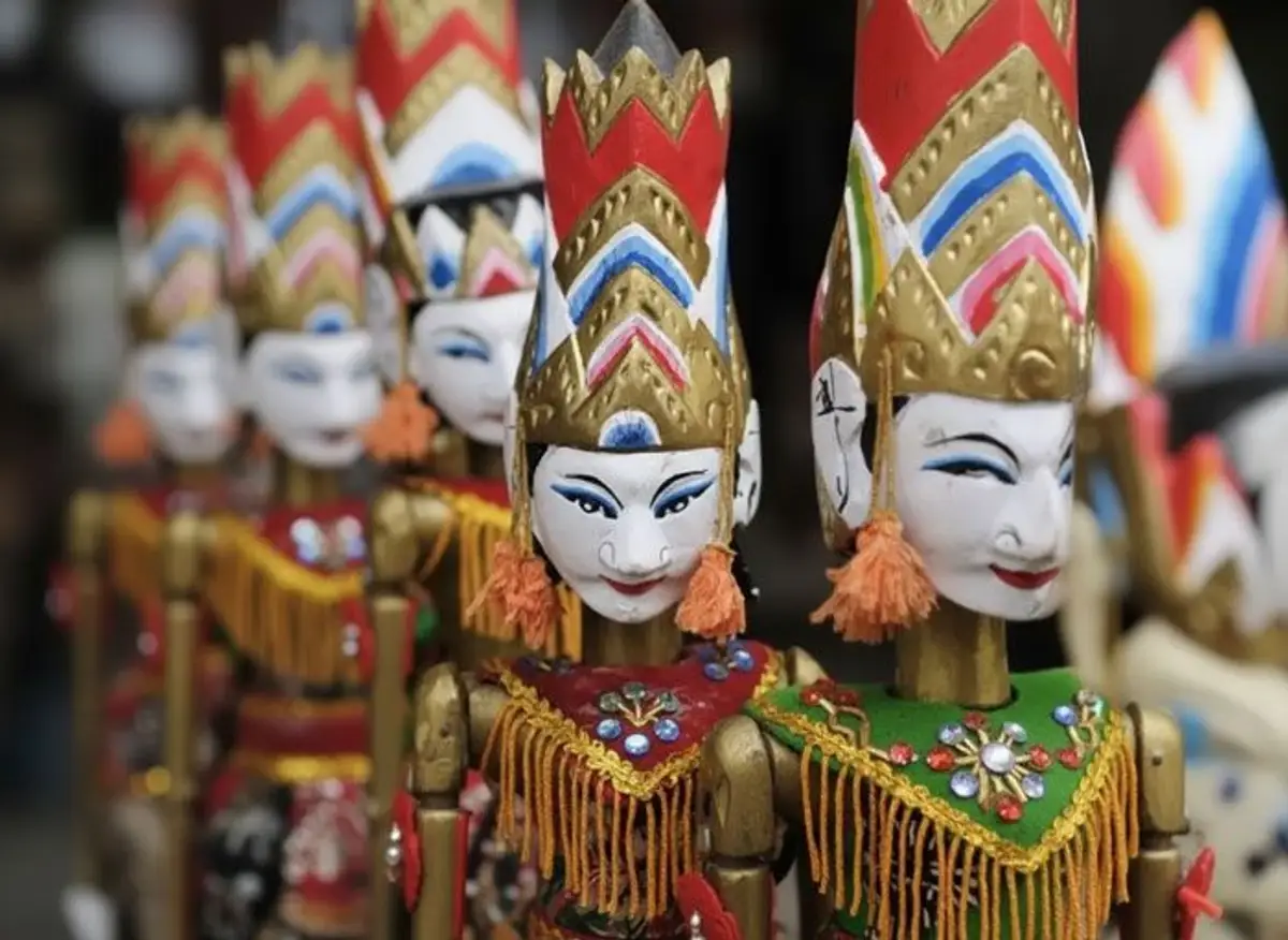 Traditionelle Marionetten auf traditionellem Markt in Bali Indonesien