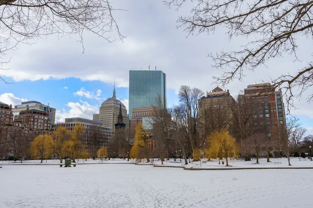 Panorama des immeubles de Boston en hiver.