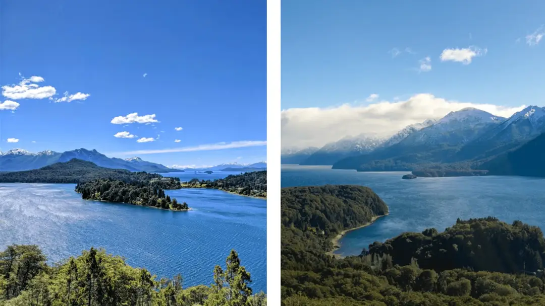 Vue panoramique du lac Nahuel Huapi avec les montagnes enneigées de San Carlos de Bariloche