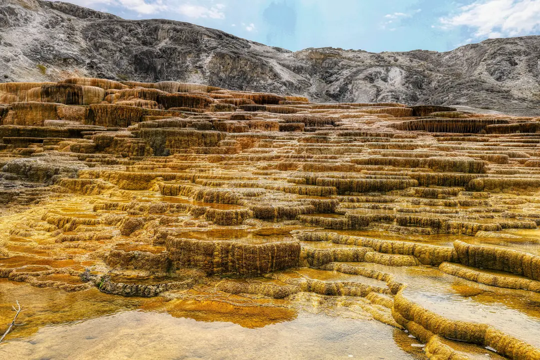 Les formations minérales de Mammoth Hot Springs, dans le parc national de Yellowstone.