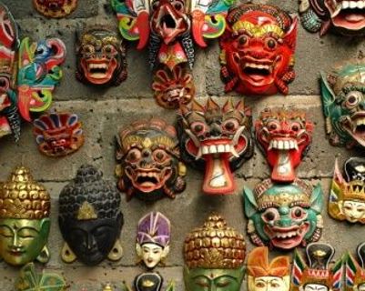 Travel in Asia - A collection of Balinese wooden masks