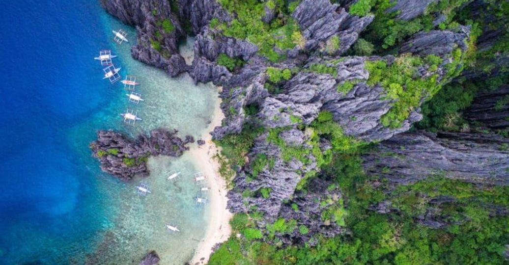 Travel in Asia - Aerial view of Secret Lagoon in El Nido, Palawan, Philippines