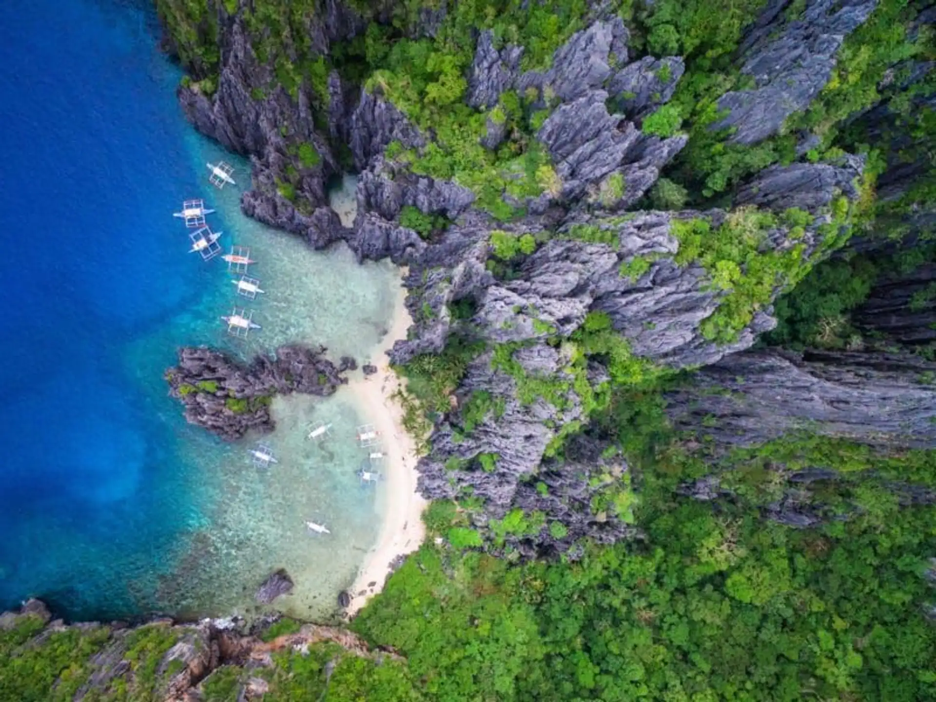 Travel in Asia - Aerial view of Secret Lagoon in El Nido, Palawan, Philippines