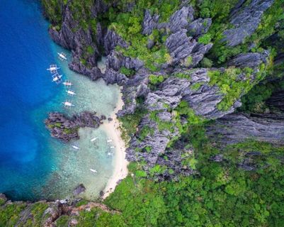Travel in Asia - Aerial view of Secret Lagoon in El Nido, Palawan, Philippines