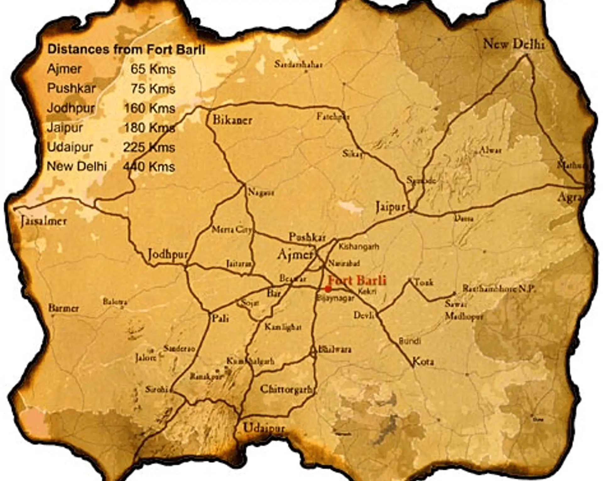 Travel in Asia - Trail network map of Rajasthan, India