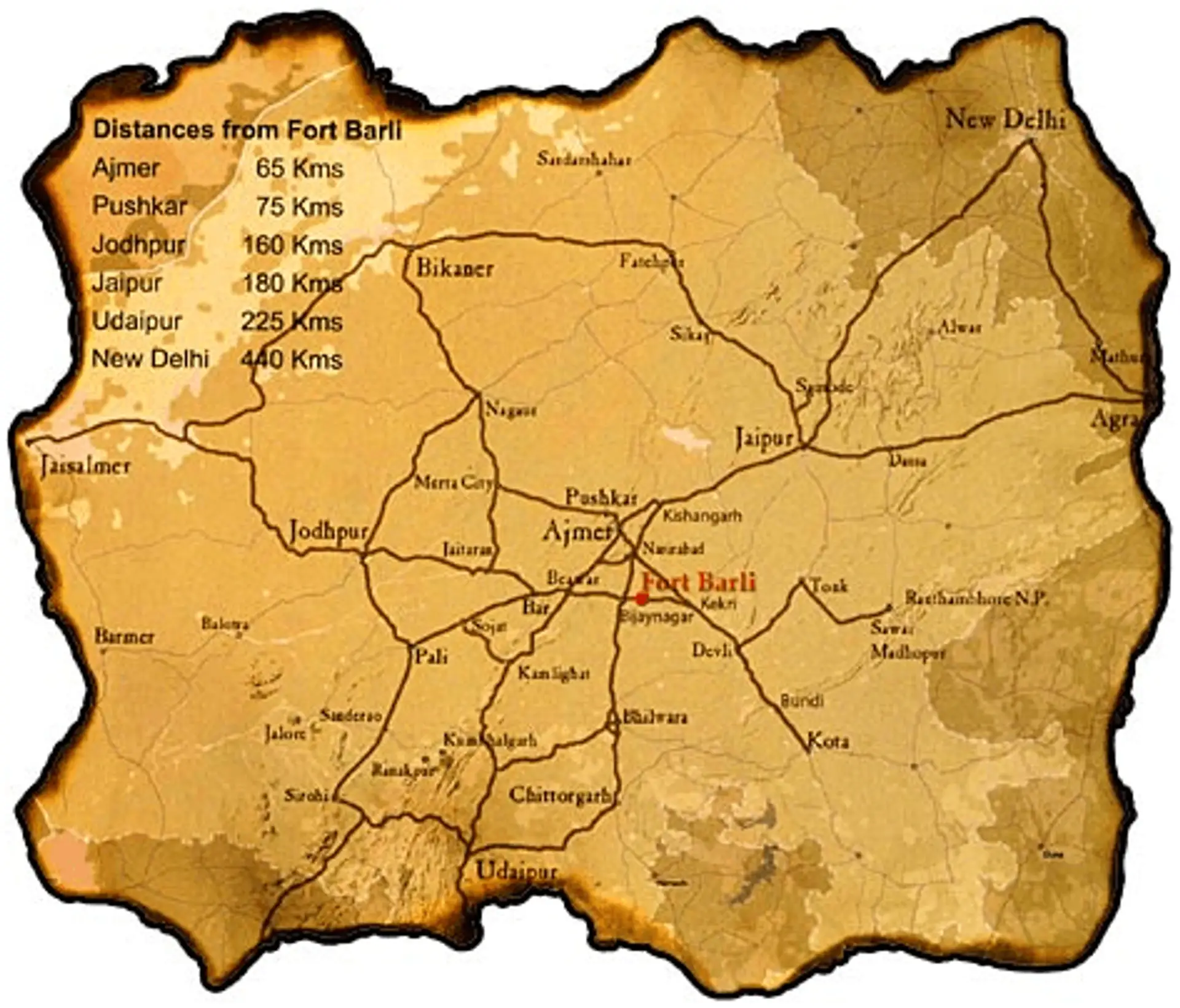 Travel in Asia - Trail network map of Rajasthan, India