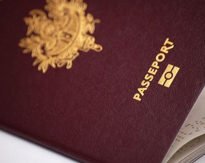 Travel in Asia - Close-up up a French passport